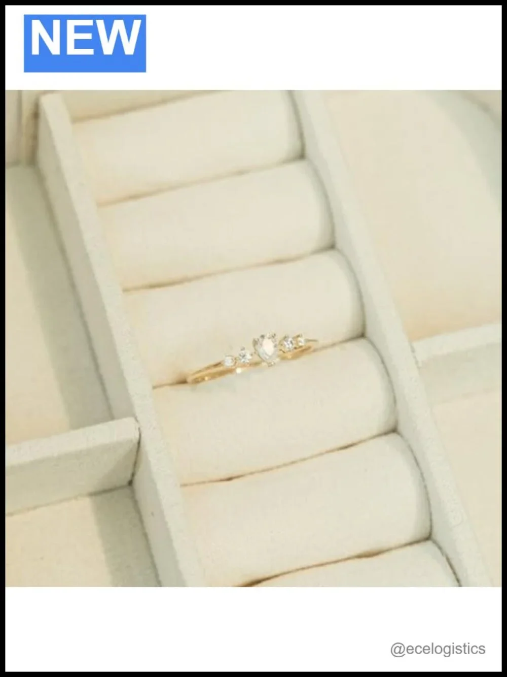 14K Gold Moissanite 5-Stone Pear Shaped Engagement Ring Stackable